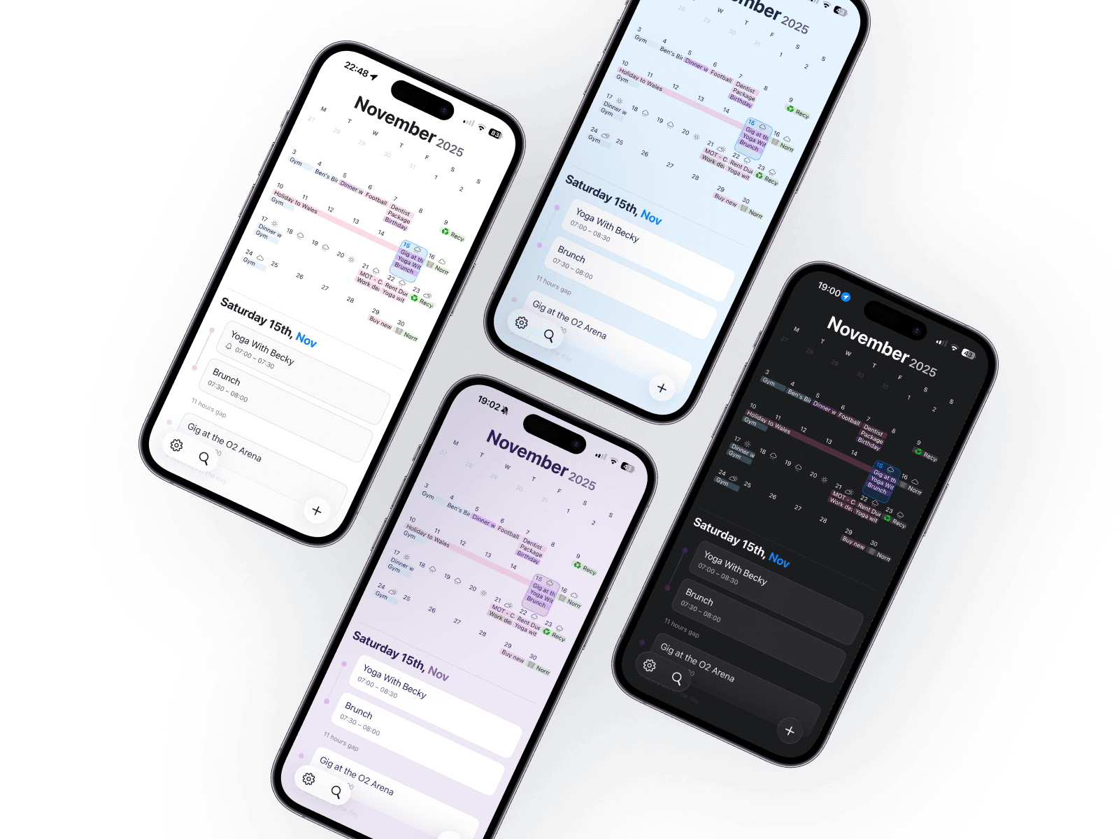 TapCal widget themes preview